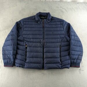 Polo Ralph Lauren Down Puffer Jacket Mens 3XB Navy Big Tall Full Zip Coat Plaid